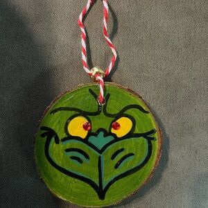 Green Grinch Wooden Ornament
